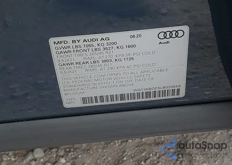 2020 Audi E-Tron Sportback Prestige Quattro из США, поврежденный, VIN WA13ABGE5LB033554